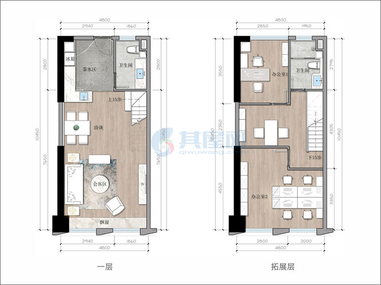 A户型-建面约68m?-2室2厅1卫