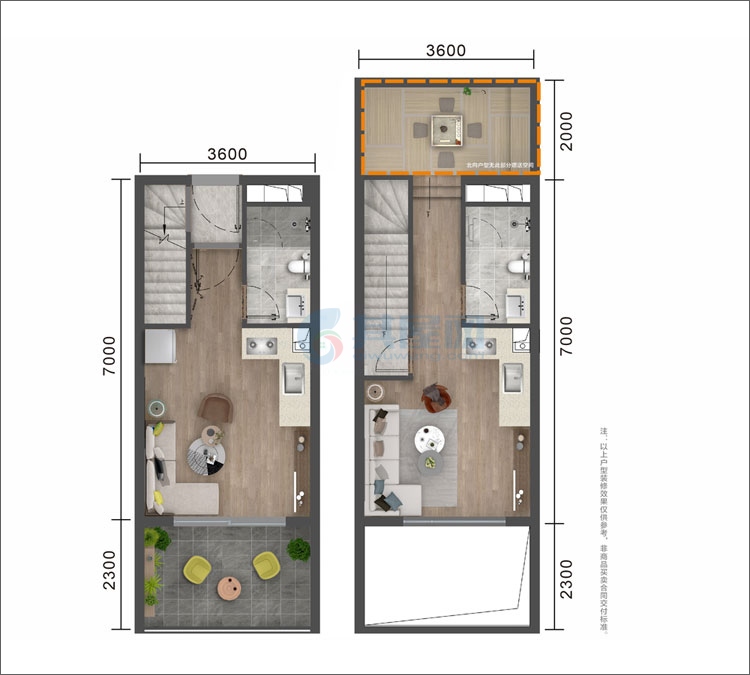 双钥匙LOFT-建面约41㎡-1房1厅2厨2卫