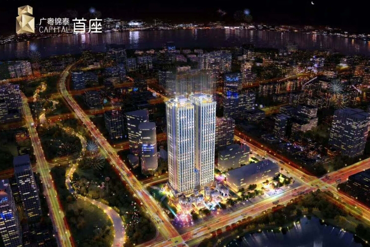 广粤锦泰首座夜景鸟瞰图
