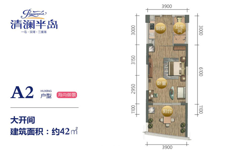 A2户型-一房一厅-42平