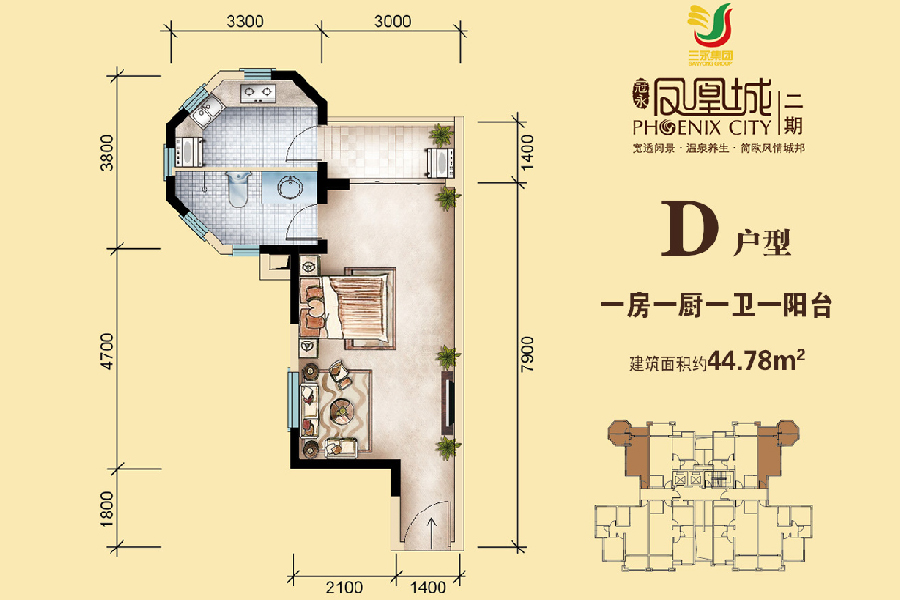 D户型  一房一厨