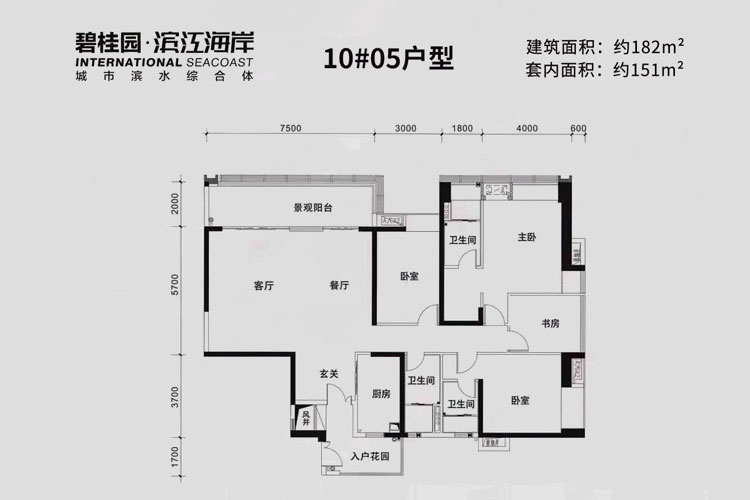 10#05户型-建面约182平-四房三厅