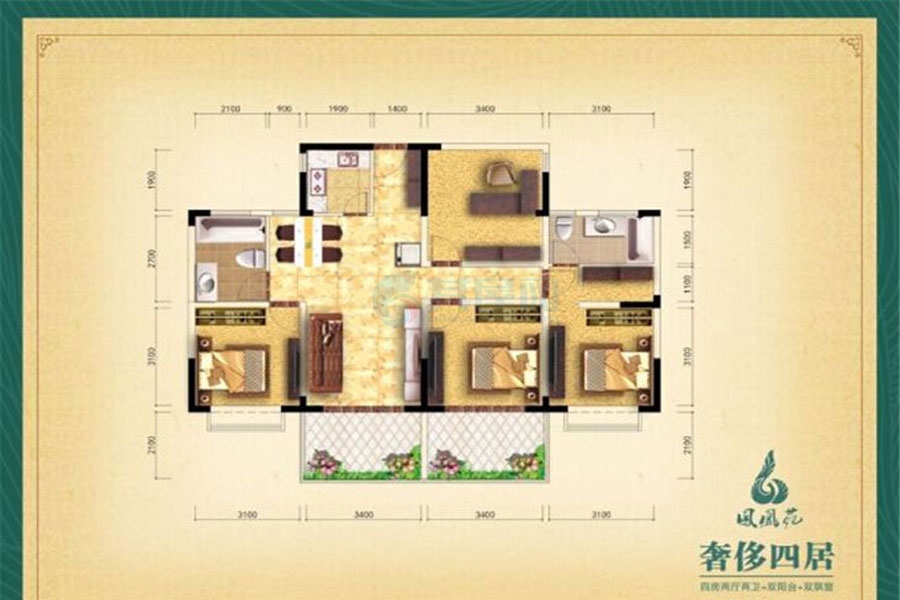三亚凤凰苑-建面约125㎡-四房两厅