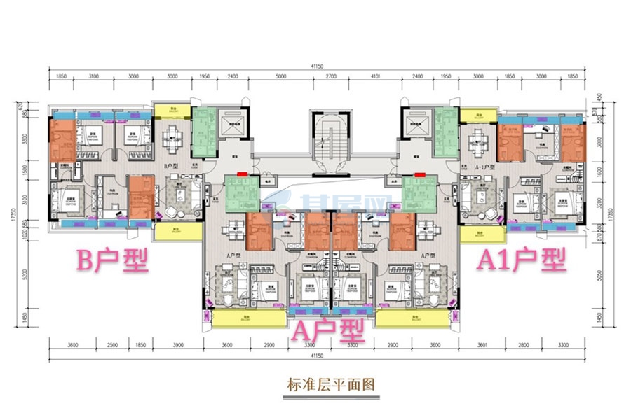 三亚招商雍华府-楼层平面图