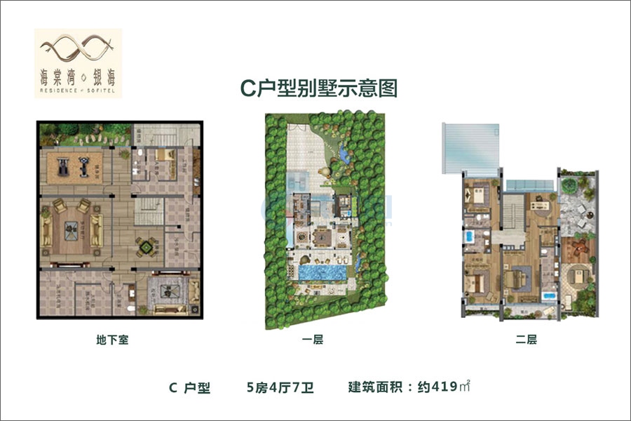 独栋别墅C户型-约419㎡-5室4厅7卫1厨