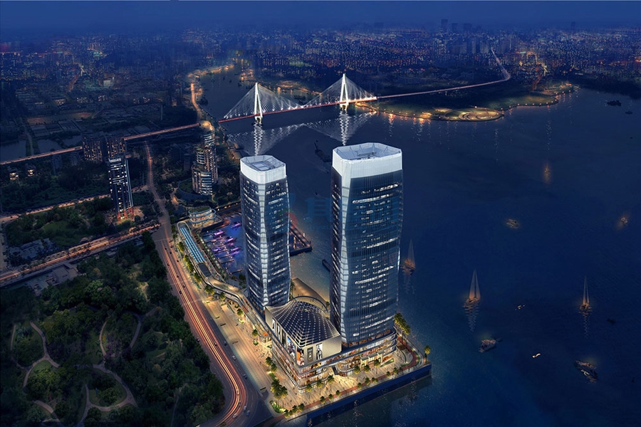 华彩海口湾广场-夜景鸟瞰图